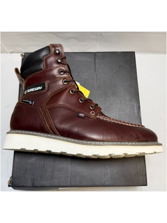 SUREWAY Heavy Duty Soft Toe Full Grain Leather Work Boots Red Wine Size 12 NEW main image 8